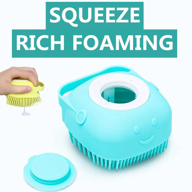 Pet Bath Brush Dog Bath Artifact Shampoo Bath Liquid Storage Cup Silicone Cat Puppy Bath Brush Pet Cat Dog Grooming Comb Hair Removal Massage Brush