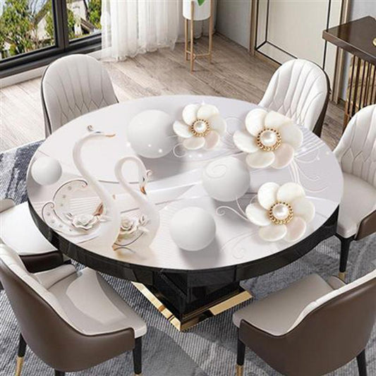 Chinese Style Plastic Round Table Cloth Self-adhesive Waterproof and Anti-scalding Soft Glass Table Mat Pvc Round Coffee Table Mat Table Cloth