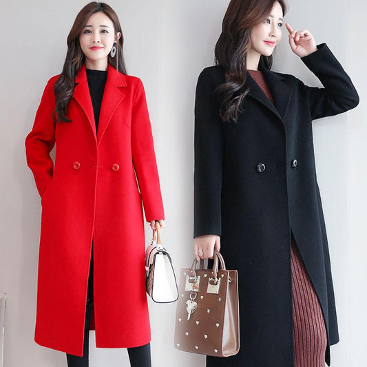 2019 Women Coat Outerwear Winter Clothing Fashion Warm Woolen Blends Female Elegant Woolen Coat