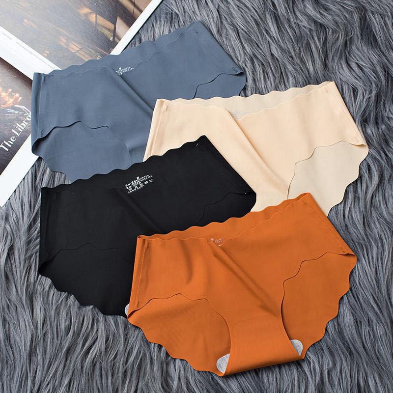 4Pcs/Set Ladies Large Size Casual Briefs Middle Waist Women's Panties Cotton Seamless Solid Color Underpants