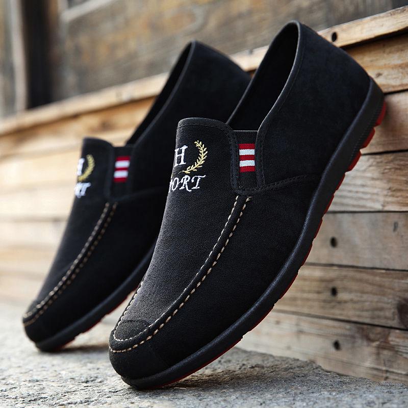 Casual Shoes Men's Casual Canvas Slip on Flat Loafers Ultra-light Breathable Lazy Shoes