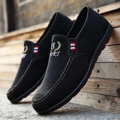 Casual Shoes Men's Casual Canvas Slip on Flat Loafers Ultra-light Breathable Lazy Shoes