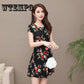 Summer Korean Chiffon Women Dress Elegant Ladies Vintage Short  Dress Boho Floral