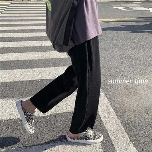 Summer Thin Casual Pants Men's Student Straight Sports Cropped Trousers