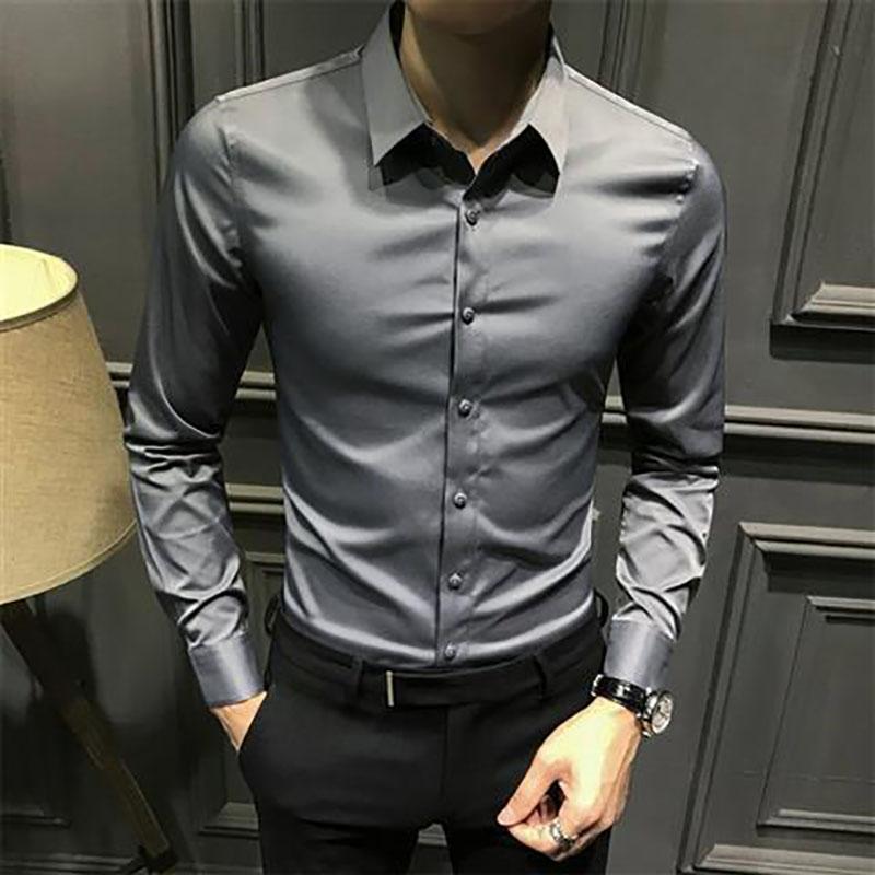 Long-sleeved Spring Men's Shirts Korean Style Slim Men's Shirts Casual Business Formal Wear High-end Tops