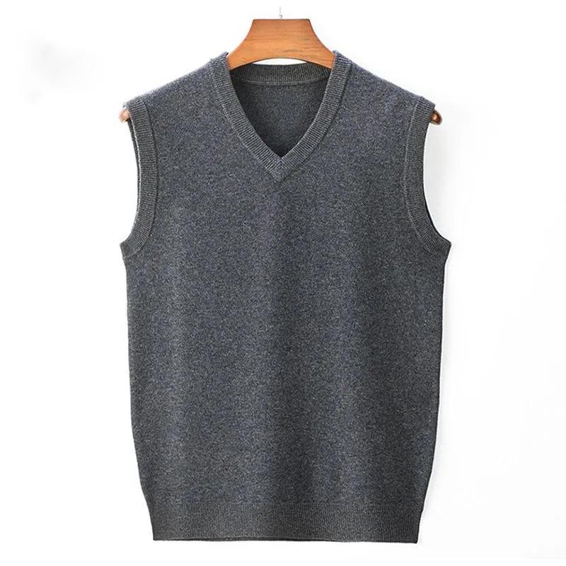 Spring and Autumn Men's Vest V-neck Sleeveless Knitted Sweater Sweater Vest Warm Vest Men's Top