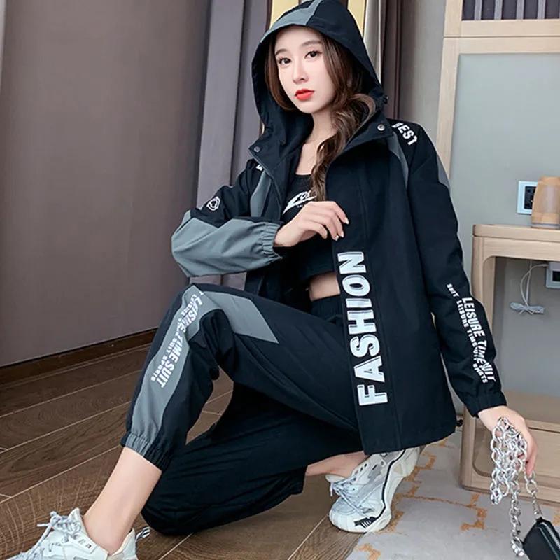 Sports Suit Women's Spring and Autumn Korean Version of The Jacket Fitness Jacket Leisure Two-piece Gym Yoga Clothes