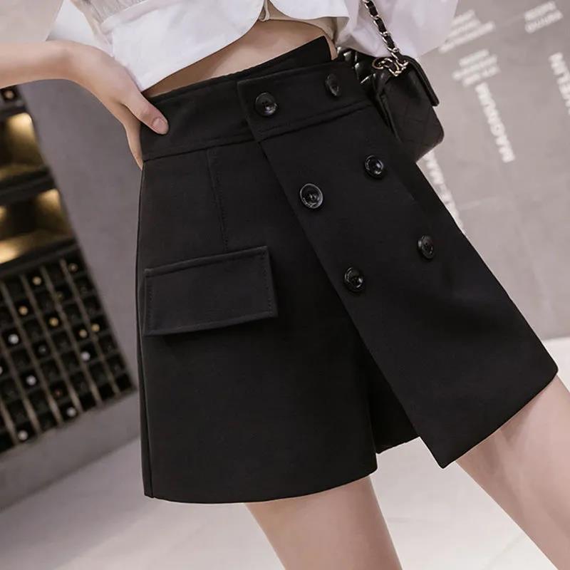 Woolen Shorts Women's Autumn and Winter High Waist Irregular Skirt Pants Korean Version Was Thin Wearing A-line Wide-leg Boots Pants