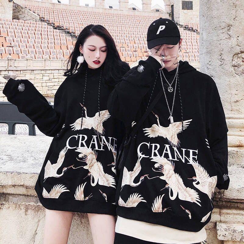 Lovers Wear Autumn Hooded Plus Fleece Sweatshirt Men and Women Oversize Hoodies Hip-hop Top Coat Unisex