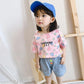 Girls T-Shirt Short Sleeve Tee Tops Kids Cartoon Printing Clothes Children Birthday Party Wear