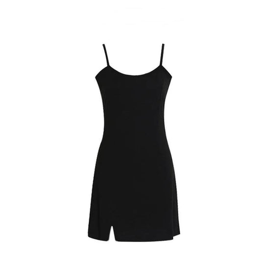 Black Slit Sling Skirt Female Summer Short Slim Slim Sexy Strapless Dress