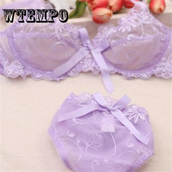 Lace Floral Lingerie Set Women Bra and Brief Sets Summer Transparent Sexy Underwear Set