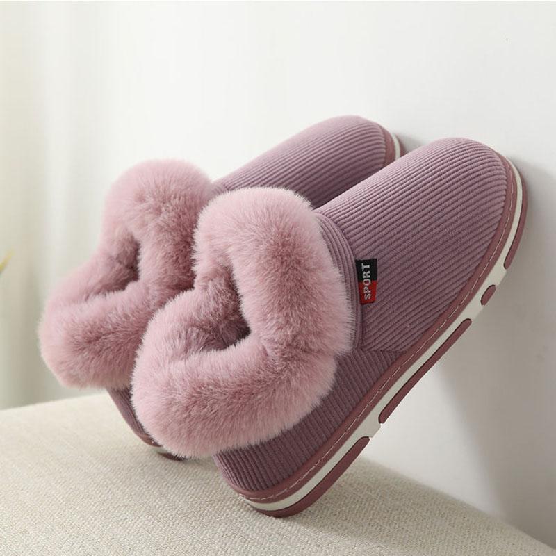 Men's Cotton Slippers Bag with Thickened Soft Bottom Non-slip Winter Home Warm Cotton Laces Heel Plush Cotton Shoes Women