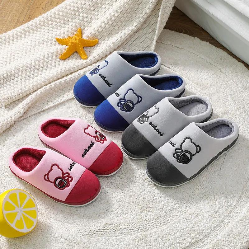 Autumn and Winter Pure Cotton Slippers Indoor Non-slip Soft-soled Shoes Warm Simple Plush Cotton Shoes