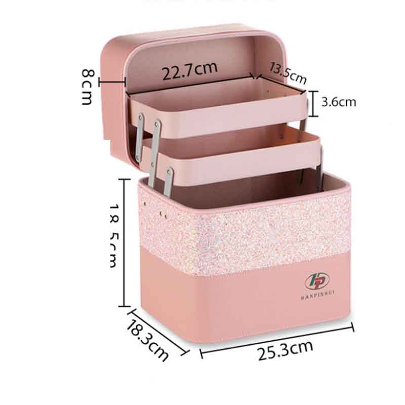 Cosmetic Bag Large-capacity Three-layer Color Matching Multi-functional Portable Cosmetic Storage Box