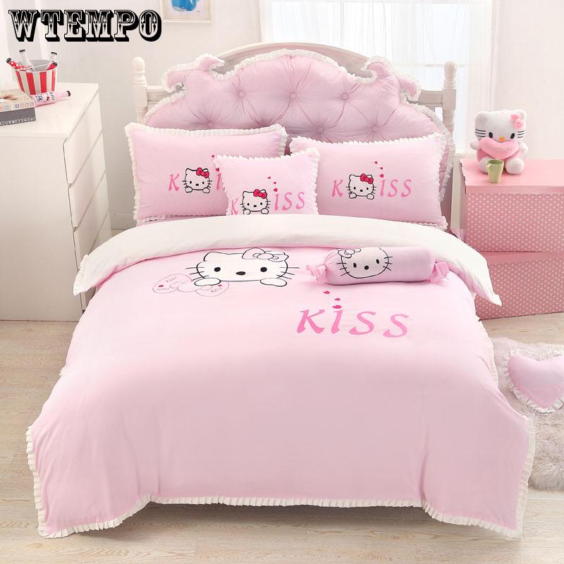 Bedding Sets Princess Lace Cotton Cotton 4pcs Set Embroidered Bed Skirt Bedding Kit