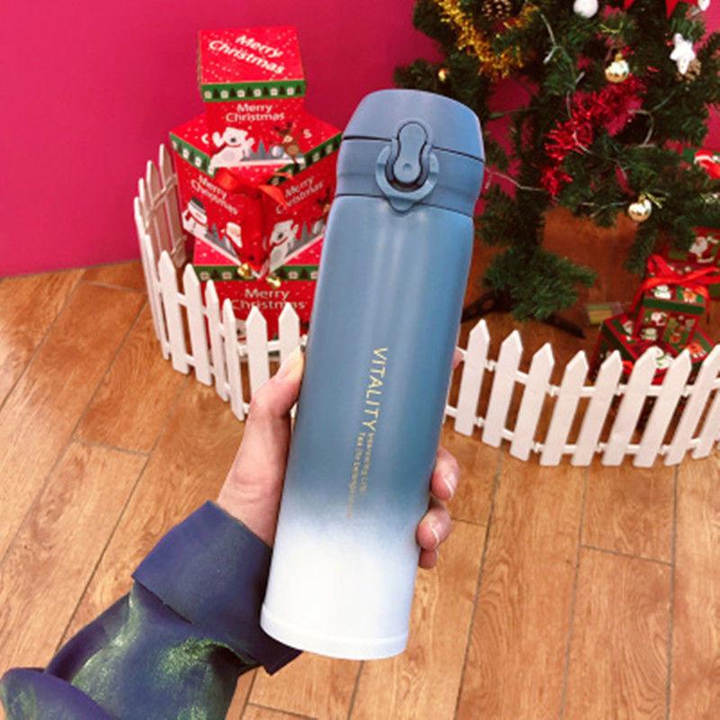 Thermos Cup Gradient Color Vacuum Flask Male and Female Students Simple Cup Creative Personality Fresh Portable Pop Lid Water Cup