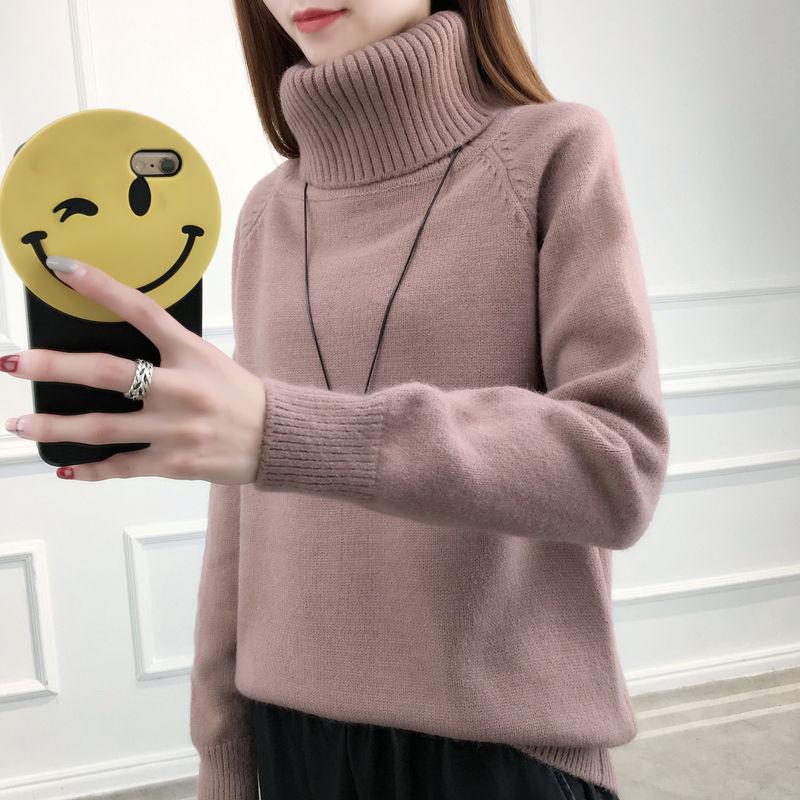 Loose Long-sleeved Knit Bottoming Sweater Turtleneck Sweater Female Thick Warm Sweater