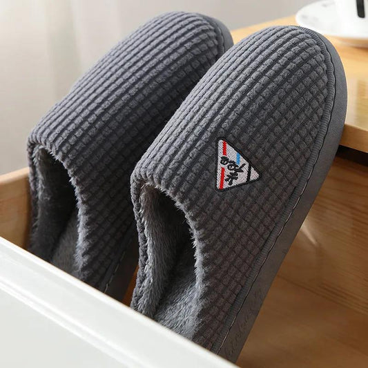 Men's and Women's Autumn and Winter Cotton Slippers Thickened Warm Home Indoor Non-slip Thick Bottom Couple Slippers