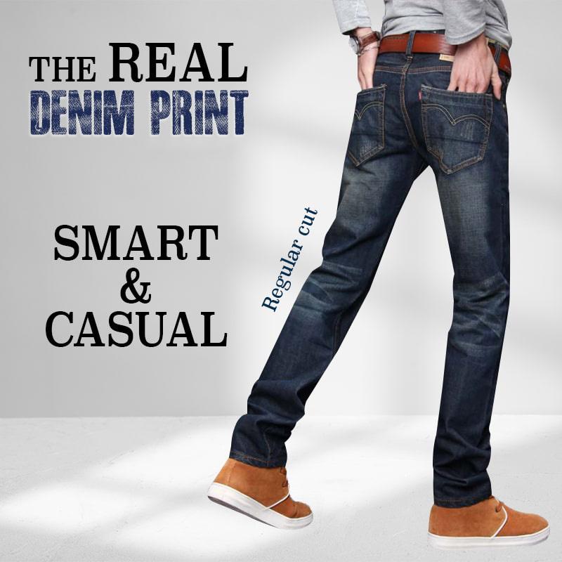 Summer Jeans Men's Straight Slim Fit Large Size Mid-waist Men's Jeans Stretch Thin Business Trousers