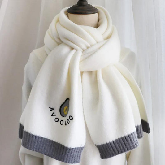 Avocado Knitted Scarf Women Winter Korean Wild Japanese Small Fresh Girl Wool Scarf