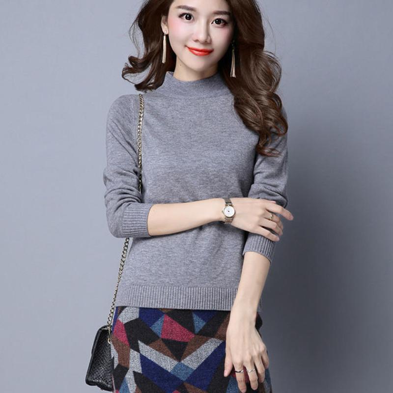 Cashmere Sweater Autumn and Winter Half Turtleneck Bottoming Sweater Women's Wool Sweater Loose Short Knitted Sweater Pullover