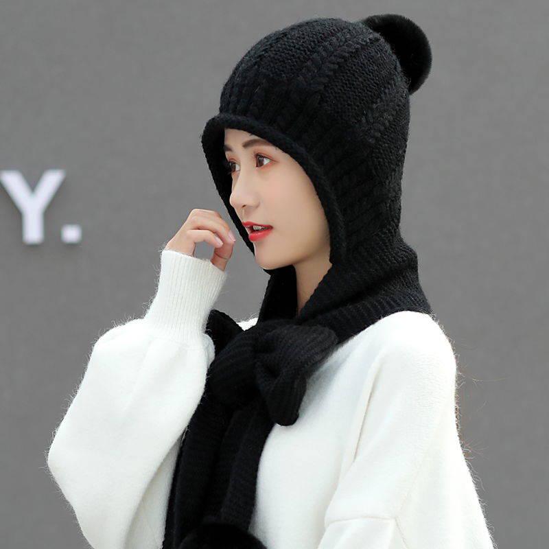 Wool Hat Female Winter All-match Scarf Cap Winter Cute Ear Protection Thick Warm Knitted Hat