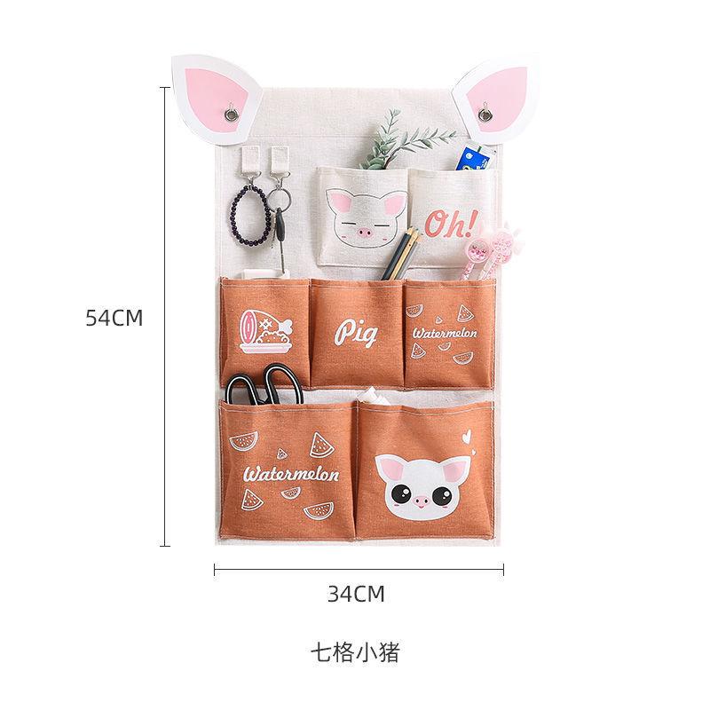 3/7 Pockets Wall Hanging Storage Bag Cute Hanging Bag Wall-mounted Door Rear Wall Shelf Wall Hanging Bag Small Cloth Bag Sundries Storage Bag