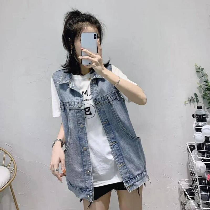 Denim Vest Women Loose Sleeveless Vest Waistcoat Jacket Casual Loose Women's Denim Sleeveless Jacket Comfortable