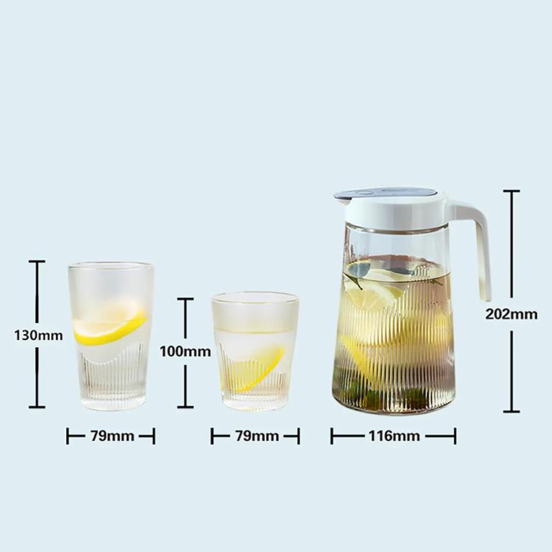 Cold Water Bottle Household Glass Large Capacity Cup Juice Tea Flower Teapot Cup Set