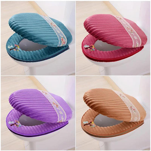 Thickened Toilet Seat Cushion Set Two-piece Toilet Cover Set Zipper Toilet Cover Toilet Seat Waterproof Universal