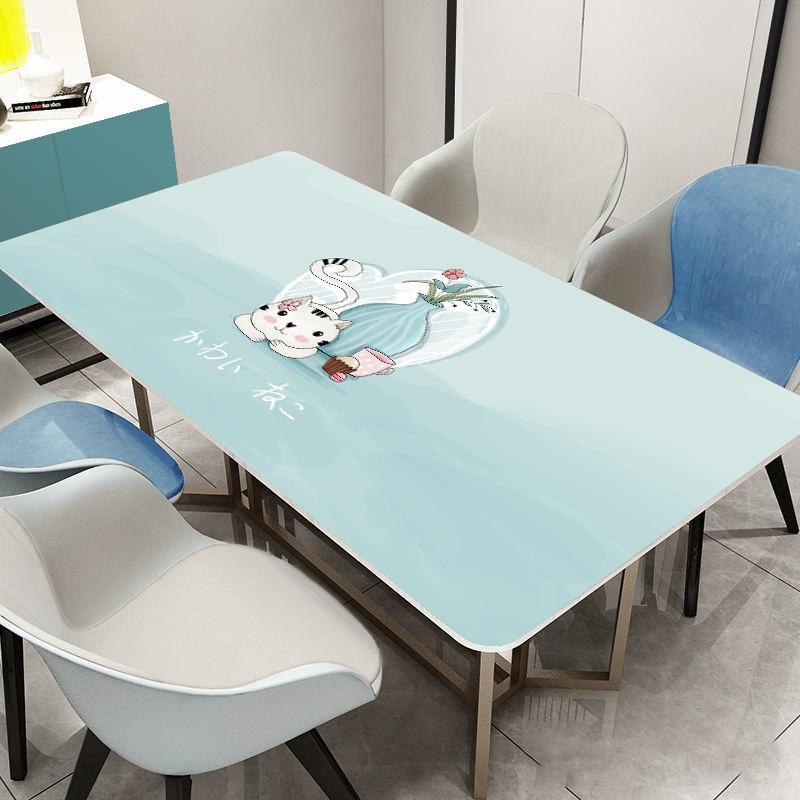 Soft Glass PVC Printed Tablecloth Waterproof Anti-scald and Oil-proof Plastic Table Mat Coffee Table Crystal Plate Table Top High-end Table Cloth