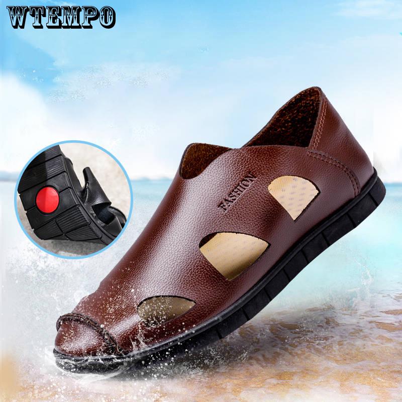 Sandals Summer Men's Quality Shoes Leather Men Sandals Comfortable Slip on Slippers