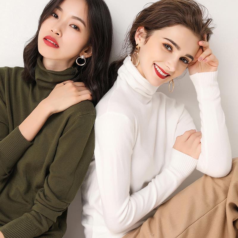 Women's Turtleneck Cashmere Sweater Warm knited Jumpers Ladies Pullover Women's slim sofa Sweaters  Turtleneck Autumn Winter