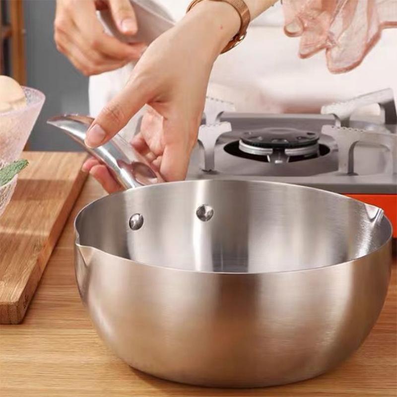 Stainless Steel Snow Pan Uncoated Thickened Milk Pot Soup Pot Complementary Food Milk Noodle Pot Induction Cooker Universal Non-stick Pan