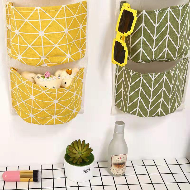 3 Pockets Storage Bag Home Wall Hanging Bag Closet Hanging Door Dormitory Bedroom Mobile Phone Snack Sundries Storage Bag