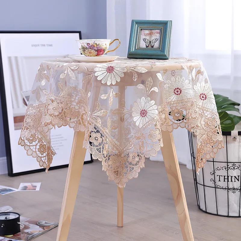 Nordic Style Lace Embroidery Cloth Dust Cover Round Tablecloth Bedside Table Cover Towel Refrigerator Cover Towel Multifunctional Cover Cloth