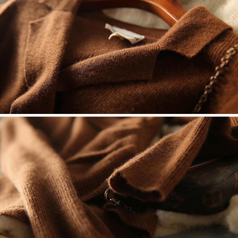 Autumn and Winter V-neck Crossover Ladies Sweater Elegant Temperament Gentle Knit Sweater Wear All-match Waist Casual Loose Shirt