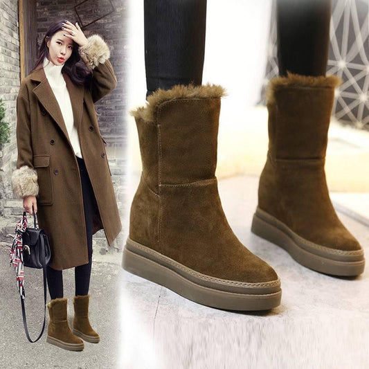 Women Snow Boots Winter Warm Fur Lined Casual Short Boots Winter Non-slip Martin Boots Size 35-40