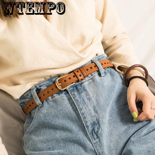 Metal Buckle Thin Casual Belt For Women Leather Belt Female Straps Waistband Accessories