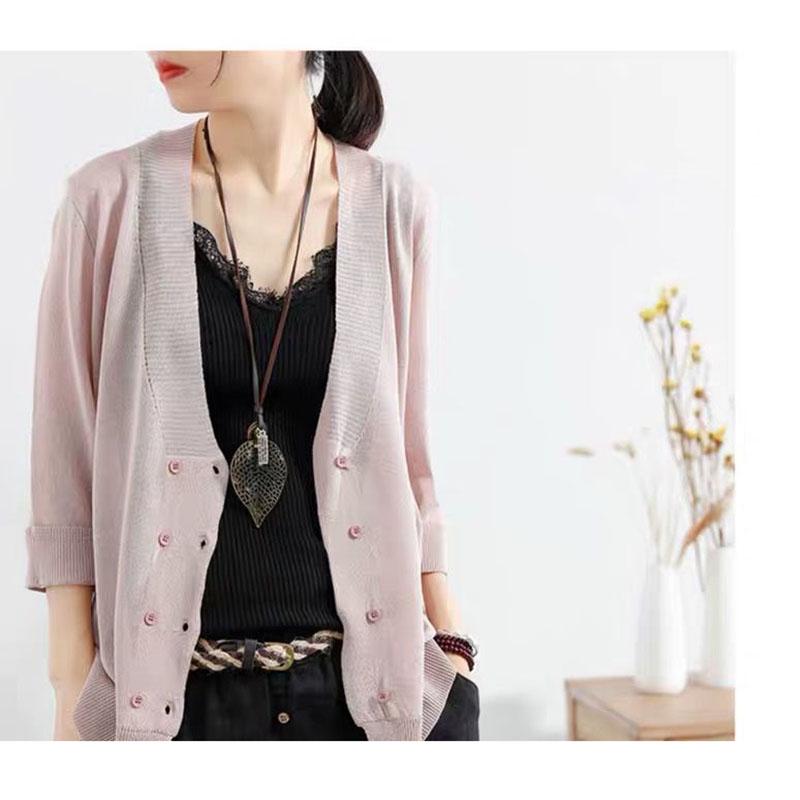 Spring and Autumn Linen Cardigan Sweater Large Size Loose Casual Jacket Fashion Young Women Top