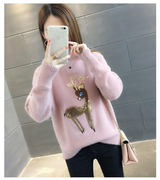 Autumn and Winter Mohair Sweater Fashion Knit Bottoming Shirt Loose Short Women's Top