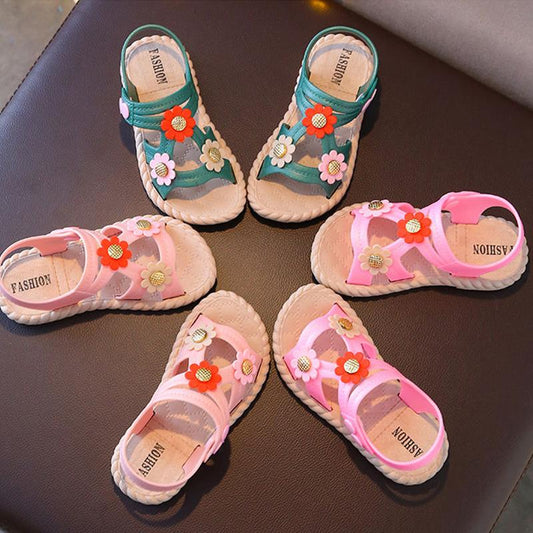 Baby Sandals 1-6 Years Old Girl Princess Shoes Baotou Summer Children Toddler Shoes Soft Bottom Hollow Sandals Non-slip Fla