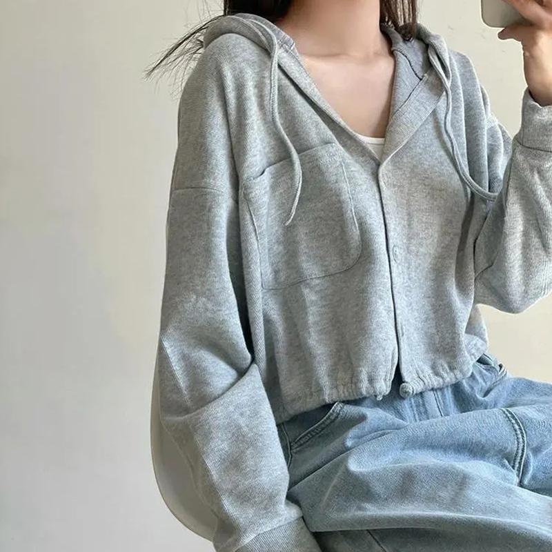 Women Hoodies Cropped Tops Spring Autumn Fashion Oversized Hooded Tracksuit Plus Size Casual Women Clothes