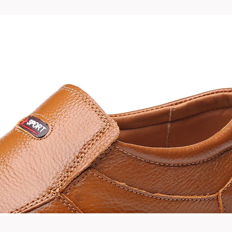 Men's Shoes Genuine Leather Tendon Sole Leather Shoes Spring Men's Casual Shoes Leather Handmade Shoes Middle-aged and Elderly Dad Shoes