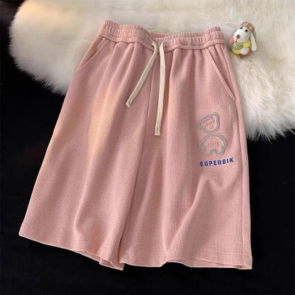 Summer Women's Thin Shorts Casual Sports All-match Middle Pants Bear Loose Wide-leg Ins Women's Five-point Pants