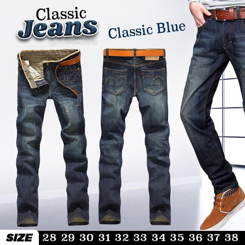 Summer Jeans Men's Straight Slim Fit Large Size Mid-waist Men's Jeans Stretch Thin Business Trousers