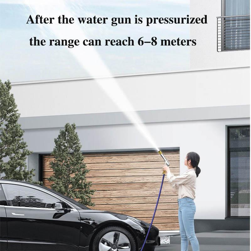 15 Meters High Pressure Water Gun Car Wash Artifact Household Telescopic Hose Powerful Water Pipe Nozzle Brush Car Watering Water Gun Set