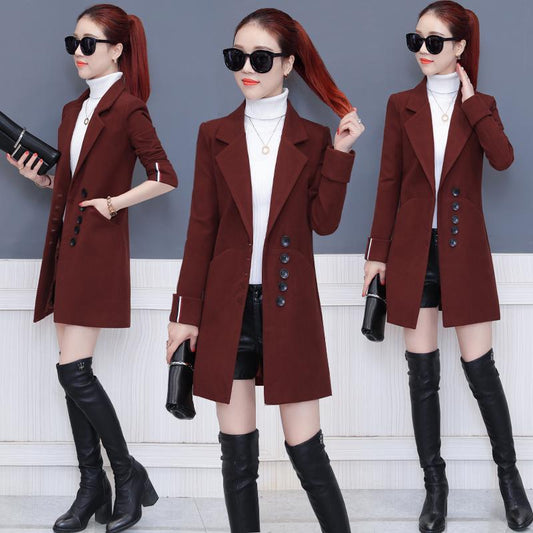 Winter Coat Women Casual Wool Coat Solid Jackets Female Elegant Slim Long Coat Ladies Overcoat