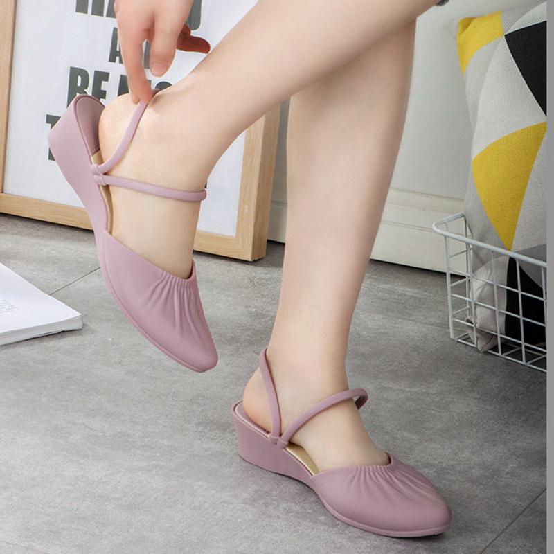 Sandals Women's Two Wear Summer Beach Single Shoes Thick Heel Mid-heel Baotou Increased Non-slip Pointed Sandals Ladies Sandals